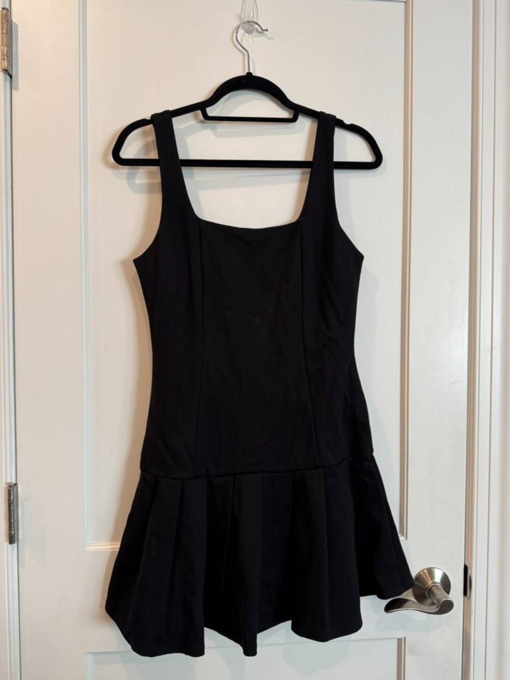 21 Saints Black Pleated Drop Waist Mini Dress - Women's Large